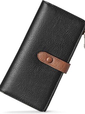 Large Capacity Women's Leather Wallet - RFID Credit Card Holder, Stylish